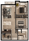 Anthem PDX 2 Bedroom Floor Plan